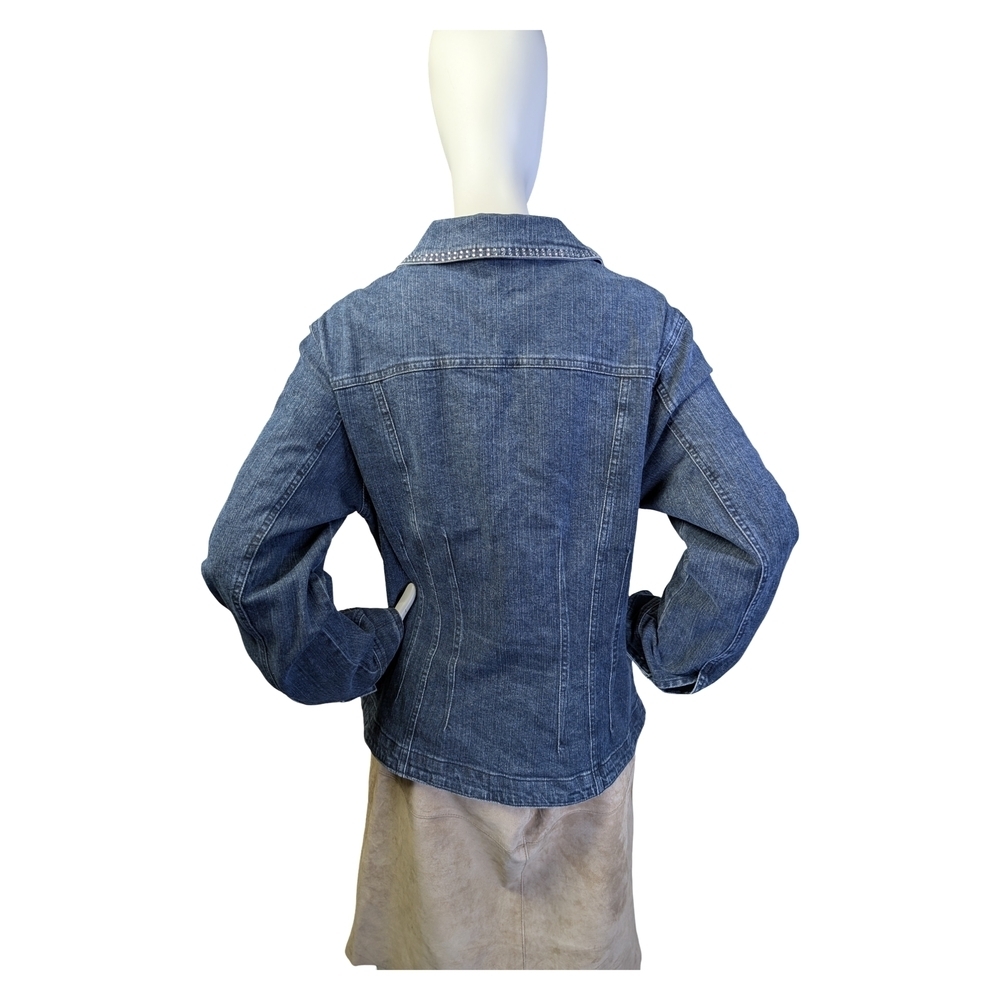 Rhinestone Studded Denim Jacket | Katina Marie | Y2K Glam Western | Size M - Picture 6 of 9